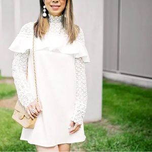 Self Portrait Inspired Military Cape Floral Lace Dress